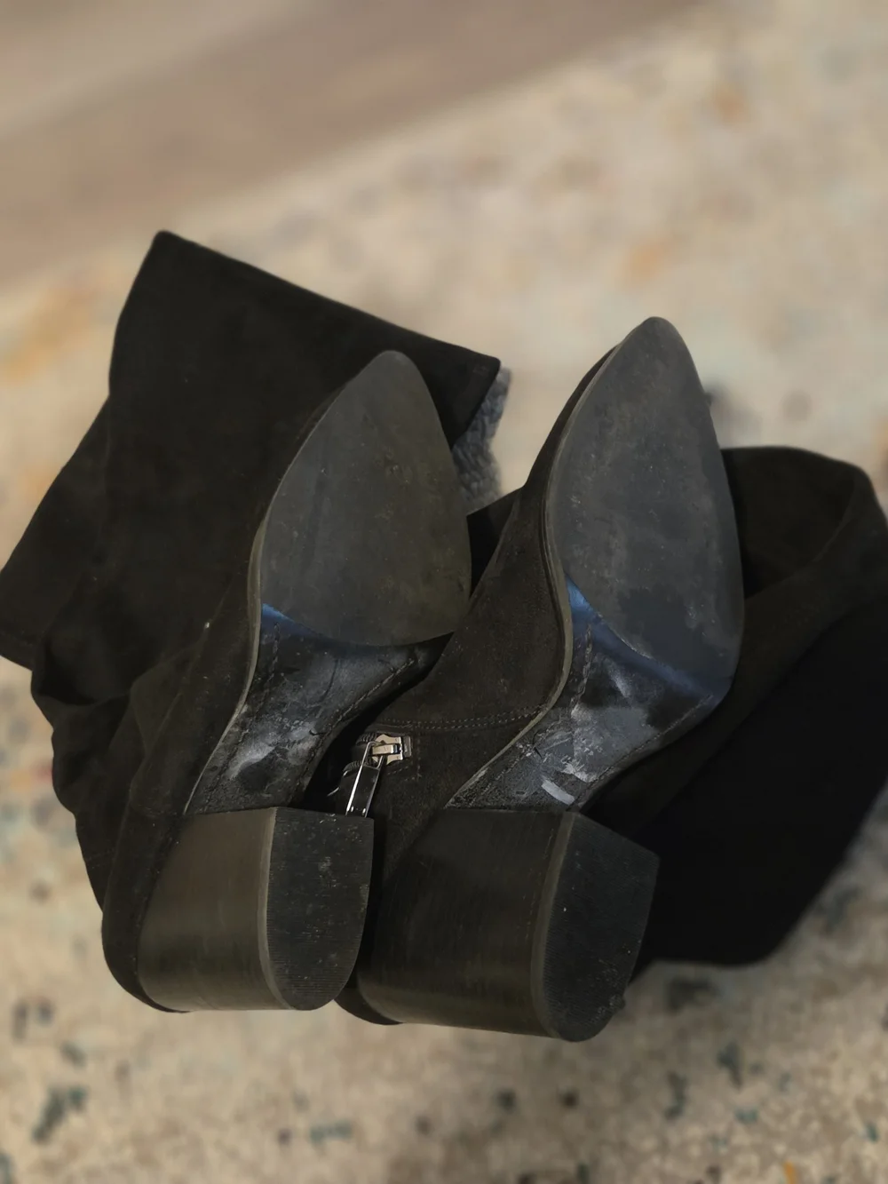 Marc Fisher Black Over-the-Knee Suede Boots with Side Zipper.